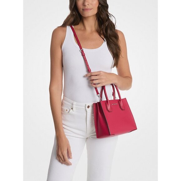 New Michael Kors Mercer Medium Messenger Crossbody Dark Raspberry with Dust bag - Picture 6 of 6